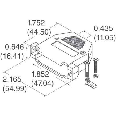 25 Position Two Piece Backshell Connector Silver 180° Shielded - 2