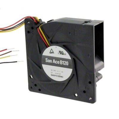 Fan Blower 12VDC Square/Rounded - 120mm L x 120mm H Ball 56.5 CFM (1.58m³/min) 4 Wire Leads - 1