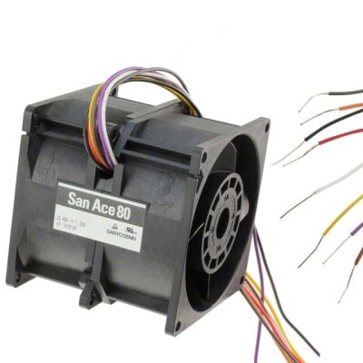 Fan Tubeaxial (Dual) 12VDC Square - 80mm L x 80mm H Ball 158.9 CFM (4.45m³/min) 4 Wire Leads per Fan - 1