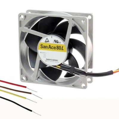 Fan Tubeaxial (Dual) 12VDC Square - 80mm L x 80mm H Ball 158.9 CFM (4.45m³/min) 4 Wire Leads per Fan - 1