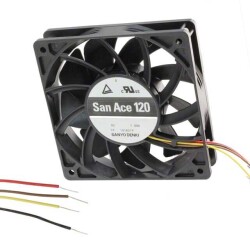 Fan Tubeaxial 24VDC Square - 119mm L x 119mm H Ball 224.0 CFM (6.27m³/min) 4 Wire Leads - Sanyo Denki America Inc.