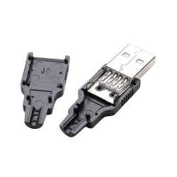 USB-A (USB TYPE-A) Plug Connector 4 Position Free Hanging (In-Line) - Adafruit Industries LLC