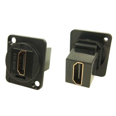 Adapter Connector HDMI, Receptacle To HDMI, Receptacle Panel Mount, Flange - 1