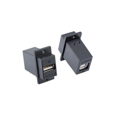 Adapter Connector USB-A (USB TYPE-A), Receptacle To USB-B (USB TYPE-B), Receptacle Panel Mount, Flange - 1