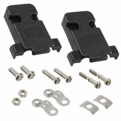 9 Position Two Piece Backshell Connector Black 180° Unshielded - 1