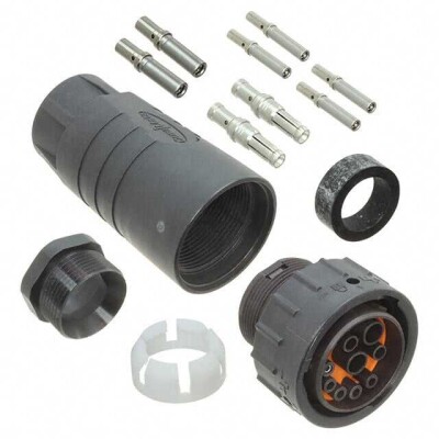 9 Position Circular Connector Plug, Female Sockets Crimp - 1