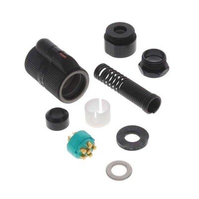 6 Position Circular Connector Plug, Female Sockets Solder Cup - 1