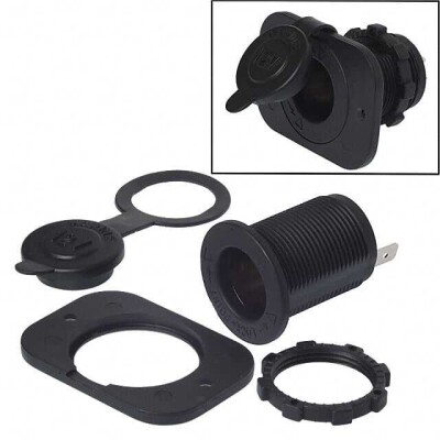 Auto Power Socket Cigarette Lighter Assembly 12 V 20 A Lockable, Nylon, Vibration and Weather Resistant Black - 1