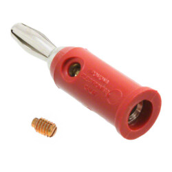 Banana Plug, Stackable Connector Standard Banana Solderless Red - Pomona Electronics
