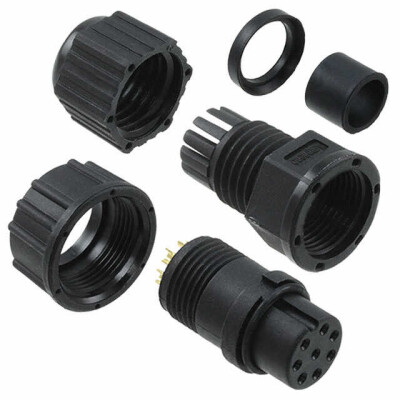 8 Position Circular Connector Plug, Female Sockets Solder Cup - 1