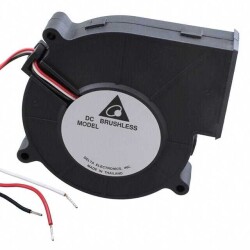 Fan Blower 12VDC Rectangular/Rounded - 100mm L x 80mm H Ball 18.3 CFM (0.512m³/min) 3 Wire Leads - Delta Electronics