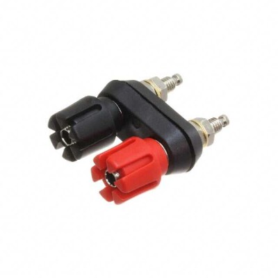 Binding Post Connector Standard, Dual Fluted Black, Red Nickel - 1