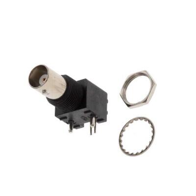 BNC Connector Jack, Female Socket 50 Ohms Through Hole, Right Angle Solder - 1