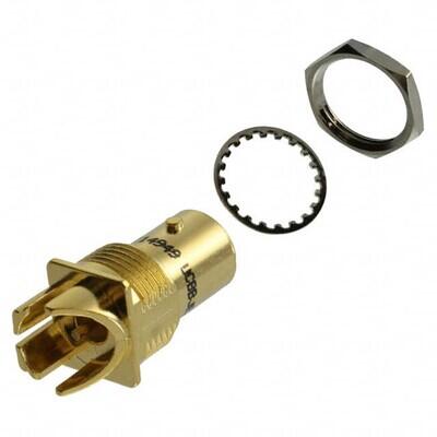 BNC Connector Jack, Female Socket 75Ohm Board Edge, End Launch; Panel Mount Solder - 1