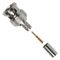 BNC Connector Plug, Male Pin 50 Ohms Free Hanging (In-Line) Crimp - 1
