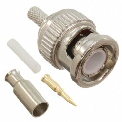 BNC Connector Plug, Male Pin 50 Ohms Free Hanging (In-Line) Crimp - Adam Tech