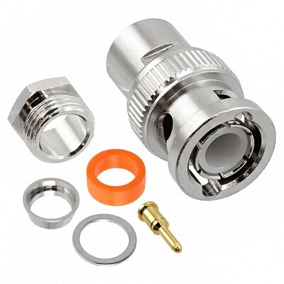 BNC Connector Plug, Male Pin 50Ohm Free Hanging (In-Line) Solder - 1