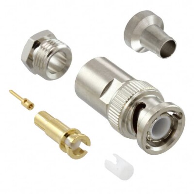 BNC, Triaxial Connector Plug, Male Pin 50Ohm Free Hanging (In-Line) Solder - 1
