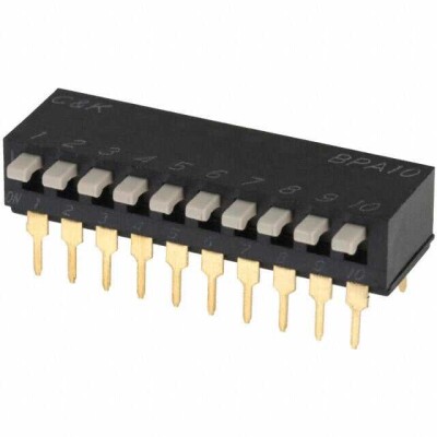 Dip Switch SPST 10 Position Through Hole, Right Angle Piano Actuator 100mA 5VDC - 1