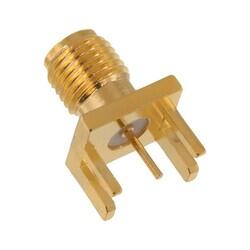 SMA Connector Jack, Female Socket 50Ohm Board Edge, End Launch; Panel Mount, Right Angle Solder - Mueller Electric Co