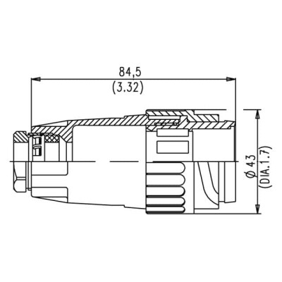 15 (14 + PE) Position Circular Connector Plug Housing Free Hanging (In-Line) Backshell, Coupling Nut - 2