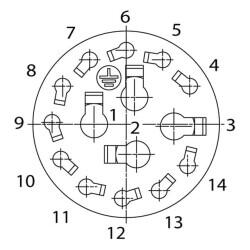 15 (14 + PE) Position Circular Connector Plug Housing Free Hanging (In-Line) Backshell, Coupling Nut - 3