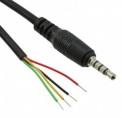 Cable Stereo (4 Conductor, TRRS) Phone Plug, 3.5mm (1/8