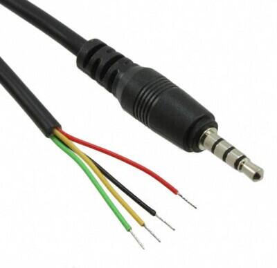 Cable Stereo (4 Conductor, TRRS) Phone Plug, 3.5mm (1/8