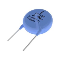2200 pF ±20% 440VAC Ceramic Capacitor Y5U (E) Radial, Disc - KEMET