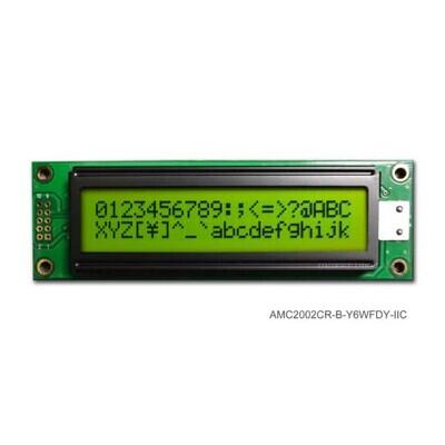 Character Display Module Transflective 5 x 8 Dots STN - Super-Twisted Nematic LED - Yellow/Green I²C 116.00mm x 37.00mm x 13.50mm - 1