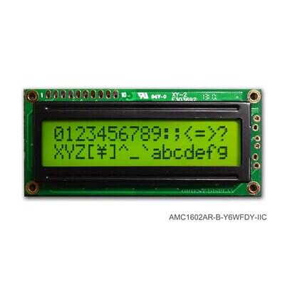 Character Display Module Transflective 5 x 8 Dots STN - Super-Twisted Nematic LED - Yellow/Green I²C 80.00mm x 36.00mm x 14.00mm - 1