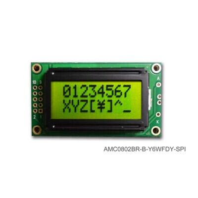 Character Display Module Transflective 5 x 8 Dots STN - Super-Twisted Nematic LED - Yellow/Green SPI 58.00mm x 32.00mm x 14.00mm - 1