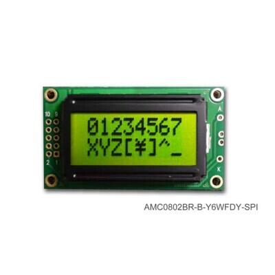 Character Display Module Transflective 5 x 8 Dots STN - Super-Twisted Nematic LED - Yellow/Green SPI 58.00mm x 32.00mm x 14.00mm - 1