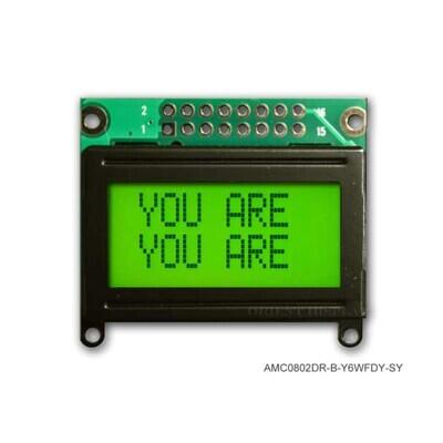 Character Display Module Transflective 5 x 8 Dots STN - Super-Twisted Nematic LED - Yellow/Green Parallel, 8-Bit 40.00mm x 35.50mm x 14.00mm - 1