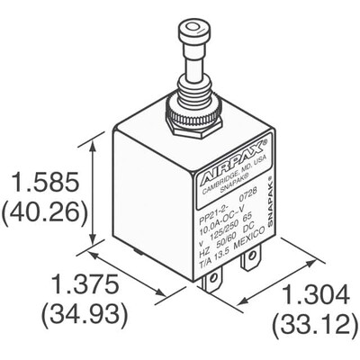 Circuit Breaker Magnetic (Hydraulic Delay) 10A 125 V AC 32 V DC Push-Pull Plunger Panel Mount - 2