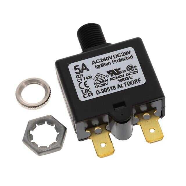 Circuit Breaker Thermal 5A 240 V AC 28 V DC Push to Reset Panel Mount