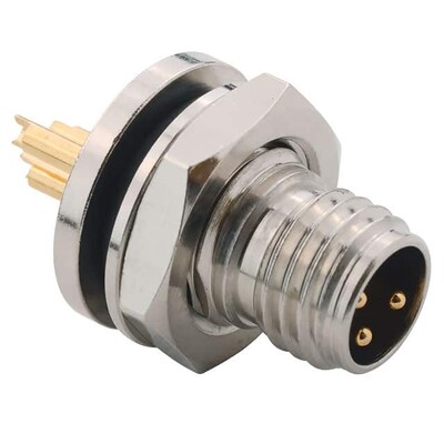 3 Position Circular Connector Receptacle, Male Pins Solder Cup - 1