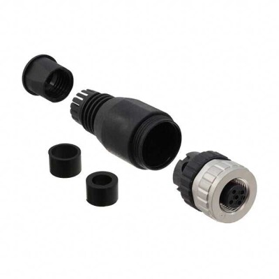 4 Position Circular Connector Plug, Female Sockets Screw - 1