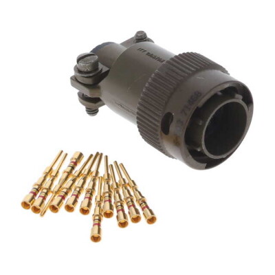 10 Position Circular Connector Plug, Male Pins Crimp - 1