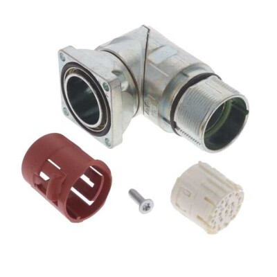 17 Position Circular Connector Receptacle Housing Panel Mount, Right Angle Backshell, Rotatable - 1