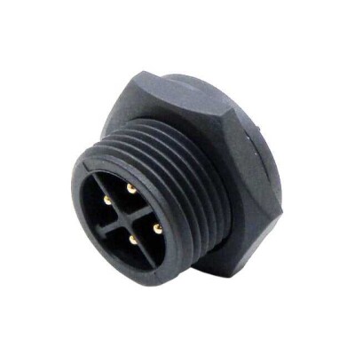 4 Position Circular Connector Receptacle, Male Pins Solder Cup - 1