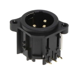 3 Position Circular Connector Receptacle, Male Pins Solder - Amphenol Audio
