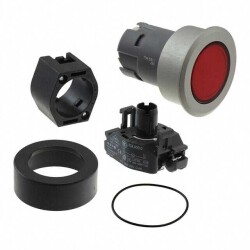 Configurable Switch Body Pushbutton, Round Illuminated - Red - EAO