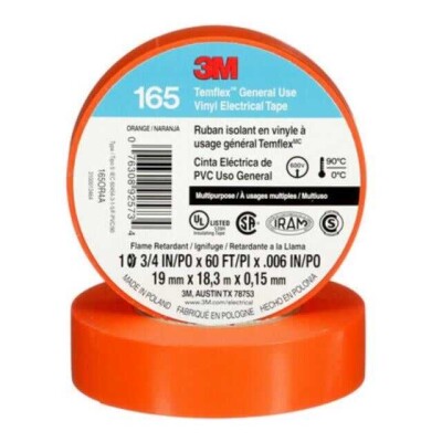 Conformable Vinyl Tape Rubber Adhesive Orange 0.75
