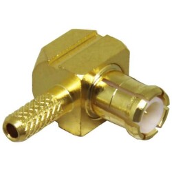 MCX Connector Plug, Male Pin 50 Ohms Free Hanging (In-Line), Right Angle Solder - TE Connectivity Linx