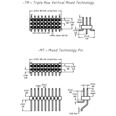 Connector Header Surface Mount, Right Angle 10 position 0.100