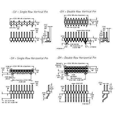 Connector Header Surface Mount, Right Angle 10 position 0.100