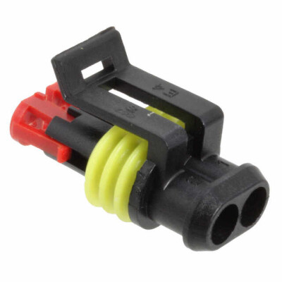 2 Rectangular Connectors - Housings Plug Black 0.236
