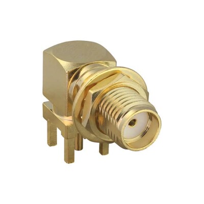 SMA Connector Receptacle, Female Socket 50Ohm Panel Mount, Through Hole, Right Angle Solder - 1
