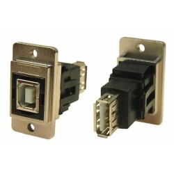 Adapter Connector USB-A (USB TYPE-A), Receptacle To USB-B (USB TYPE-B), Receptacle Panel Mount, Flange - 1